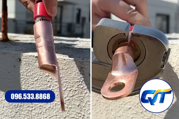Đầu cos cáp điện lớn sau khi được ép đúng khuôn và lực ép kỹ thuật