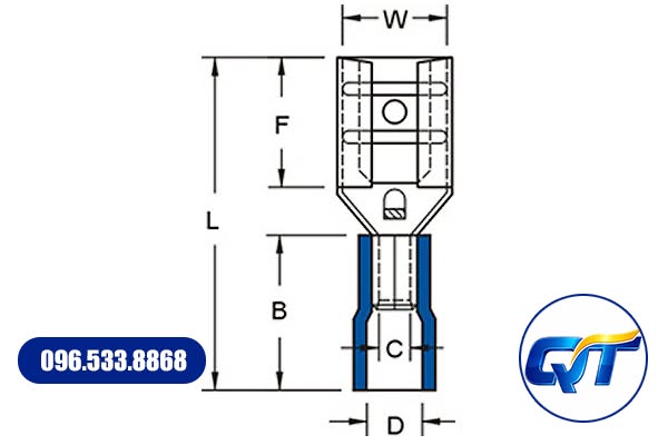 Chi tiết cấu tạo đầu cos FDV – MDV với lõi đồng mạ thiếc và lớp nhựa cách điện