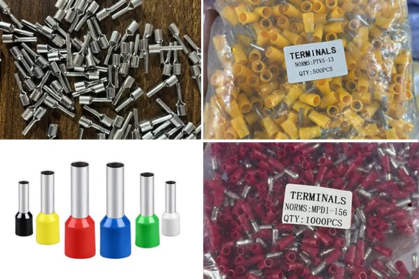 Các loại đầu cos điều khiển bọc nhựa và đầu cos trần bằng đồng mạ thiếc